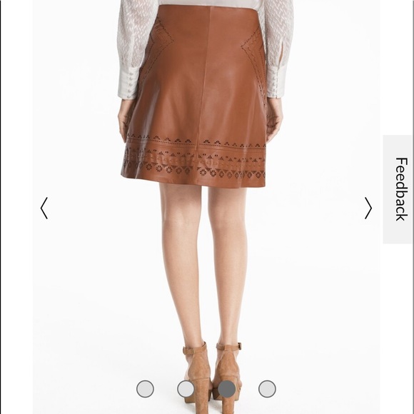 WHBM Laser Cut Leather A Line Skirt - Picture 7 of 8